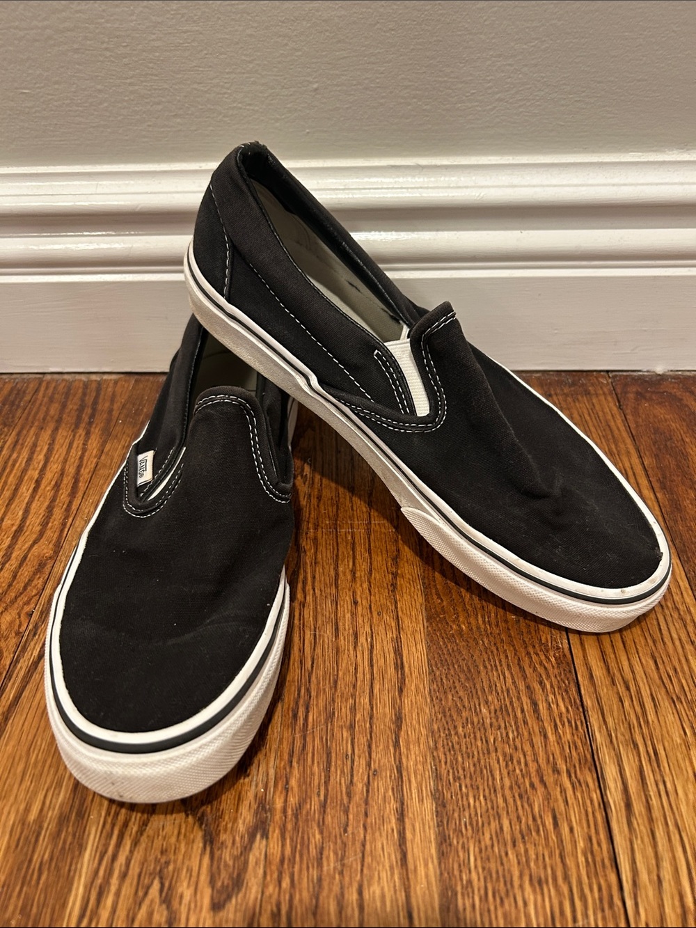 Vans Black & White Slip-On Canvas Sneakers